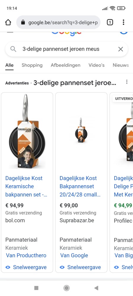 Weekdeal bij HLN shop: 3-delige pannenset + k...