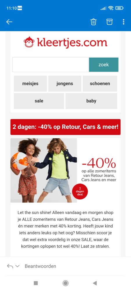 2dagendeal bij kleertjes.com: Alleen vandaag...