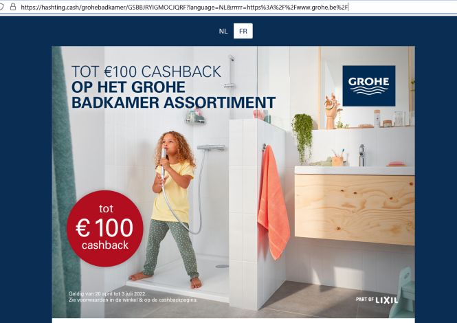 Grohe tot € 100,- cashback Hoe kan je geniet...