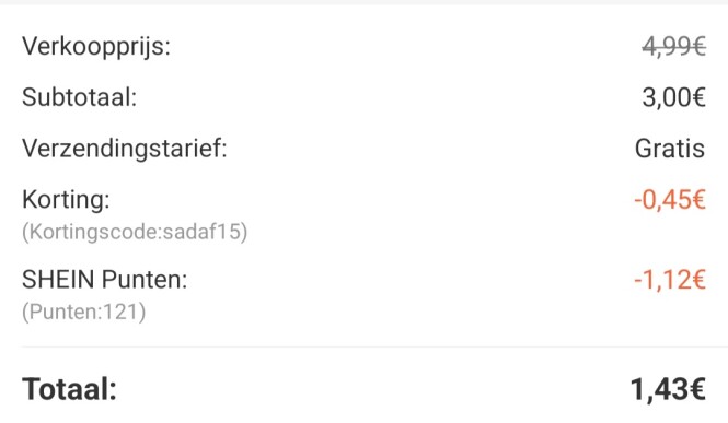 T-Shirt gescoord voor €1,43 ipv. €4.99 op SHE...