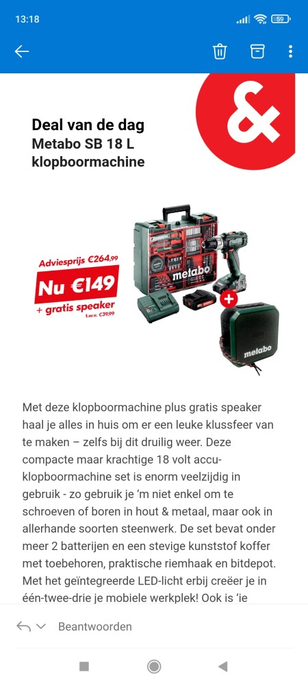 Dagdeal bij art en craft: Metabo SB 18 L Mobi...