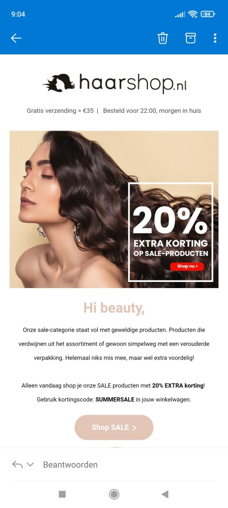 20% extra korting op de sale producten