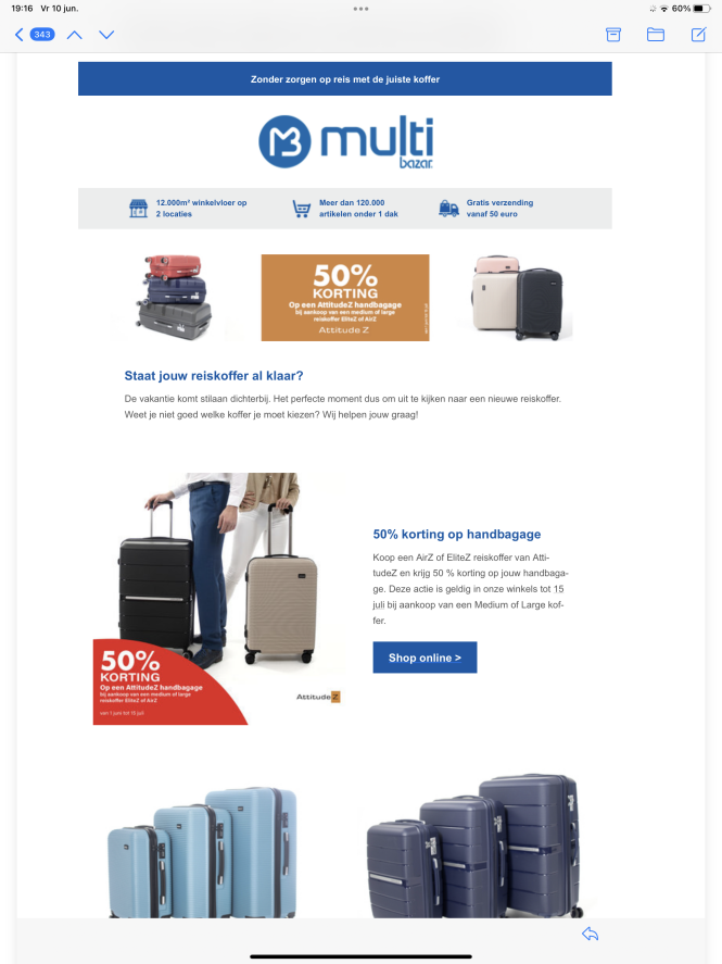 50% korting op handbagage Koop een AirZ of El...