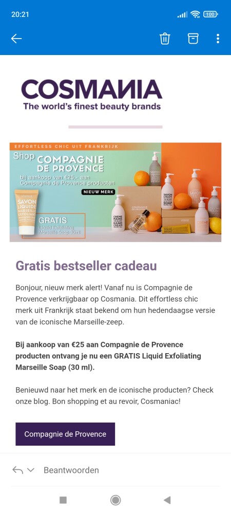 Bij cosmania.nl krijg je Bij aankoop van €25...