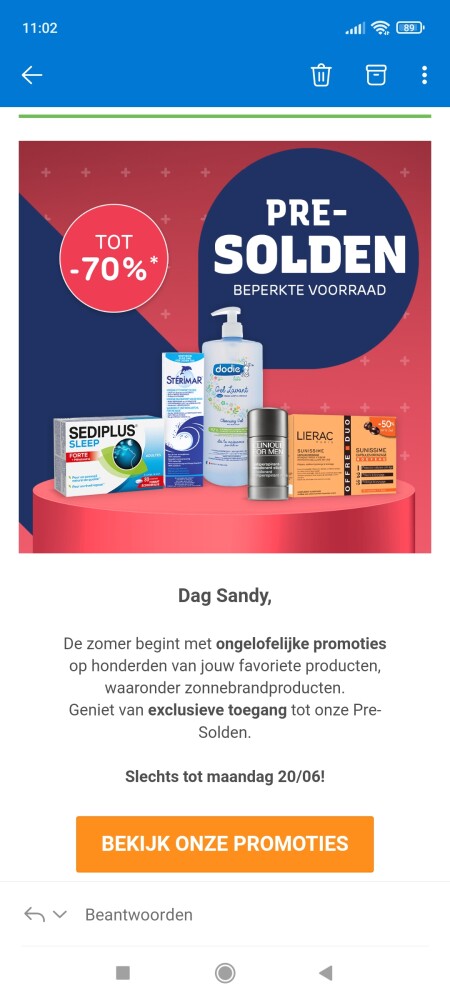 Pre solden bij newpharma tot -70%. Bv sediplu...