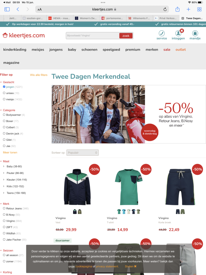 Kleertjes - Alleen vandaag en morgen shop je...