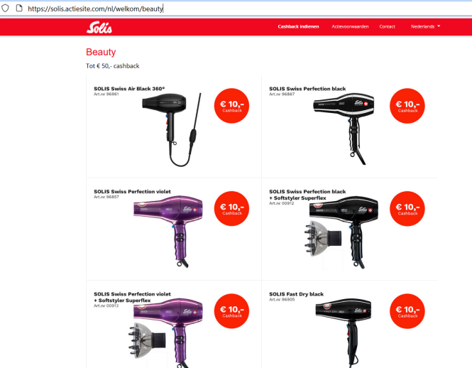 Solis cashbackactie Beauty tot € 50,- cashbac...