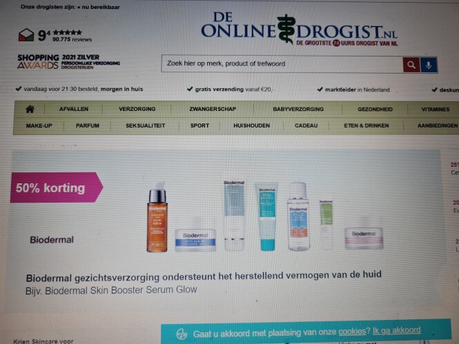 Bij de onlinedrogist.nl nu 50% korting op Bio...