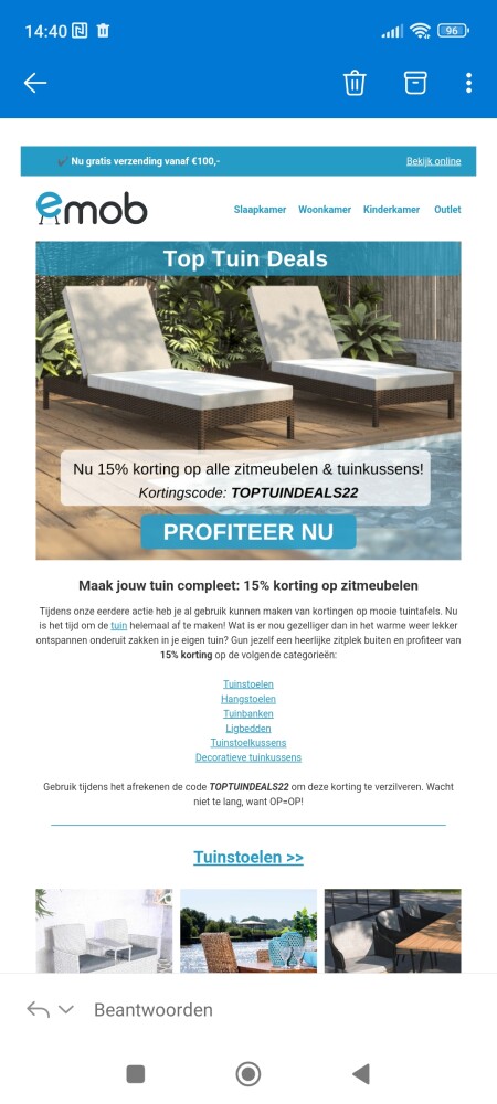 15% korting op de volgende categorieën: Tuins...