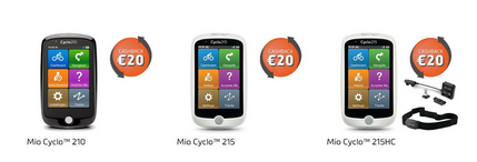 Mio Cyclo fietscomputers € 20,- cashback Dez...