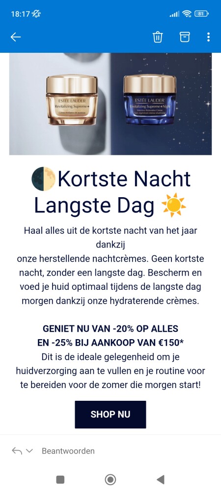 Bij estee Lauder is er tot 23/6/2022, 11:59 -...