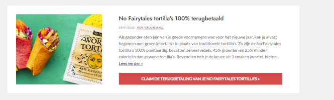100% cash back bij aankoop van Groenten Torti...