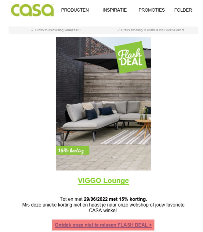 Flash Deal bij Casa: -15% op Viggo Lounge, ke...