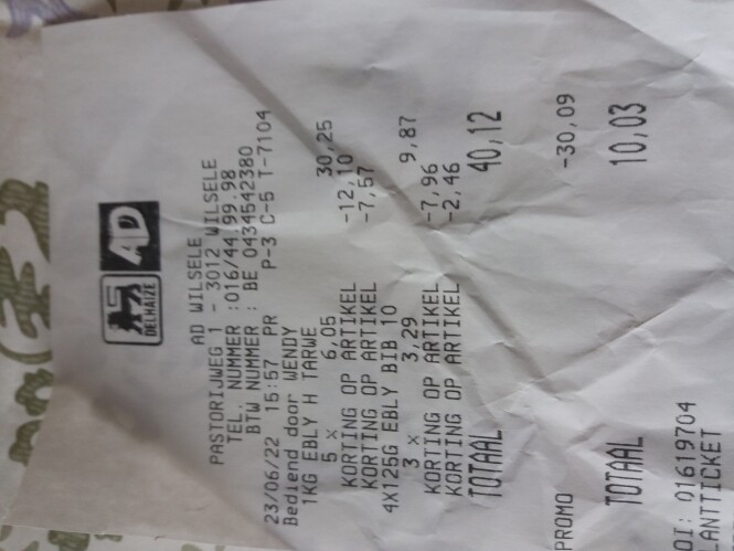 Delhaize: ebly 1+1 gratis. En dan gaat er nog...