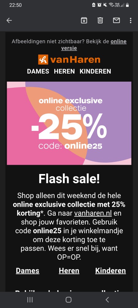 Enkel dit weekend bij je online bestelling 25...