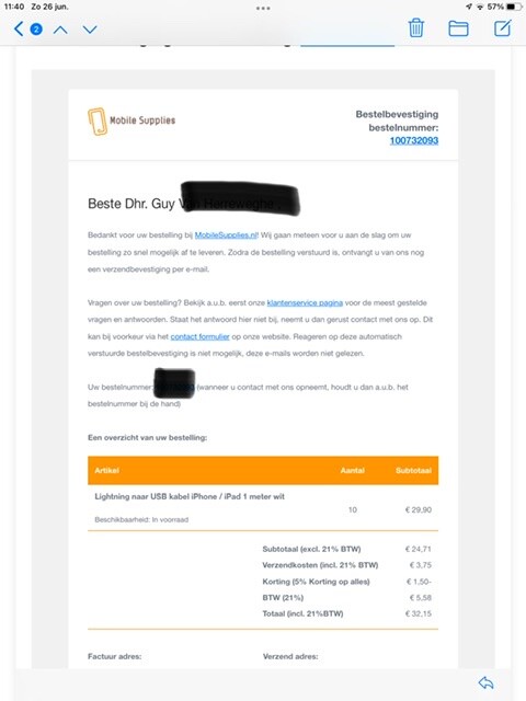 Vandaag op mobile supplies 5% korting op uw a...