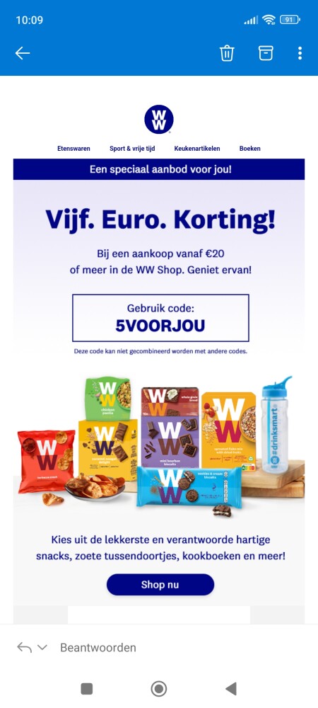 €5 korting bij aankoop vanaf €20 bij de weigh...