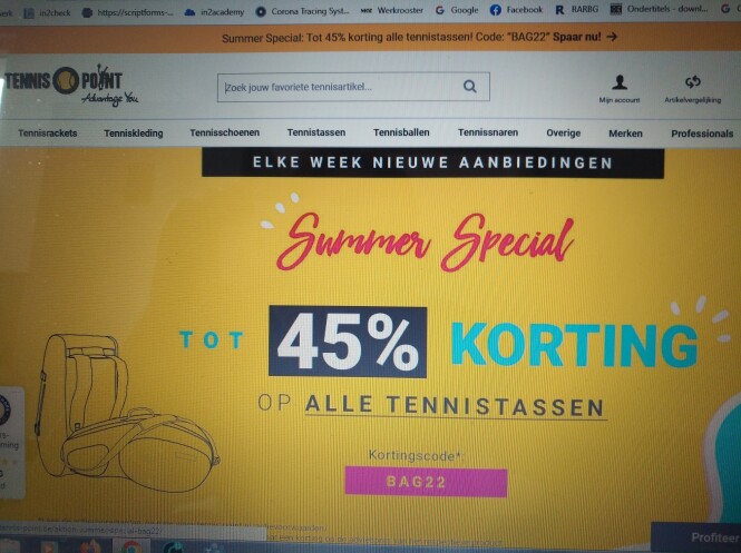 Tot -45% op alle tennistassen (summerspecial)