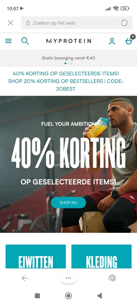 Bij myprotein is er 40% korting op een select...