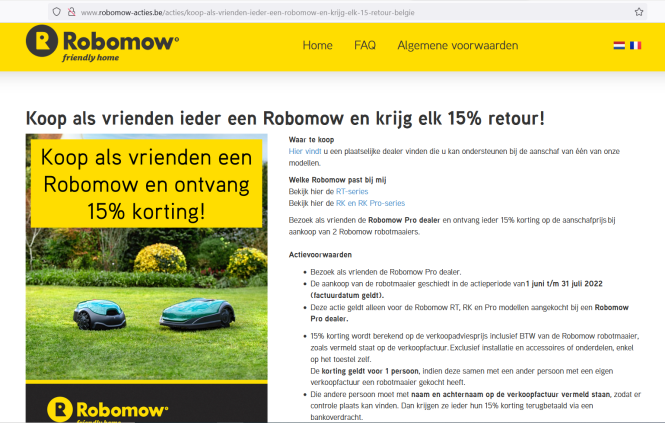 Koop als vrienden ieder een Robomow en krijg...