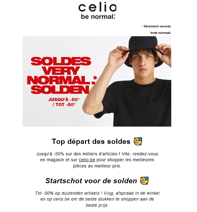 Bij Celio is er tot -50% korting op een selec...