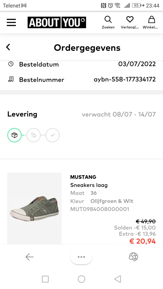 Sneakers v Mustang besteld met 29€ korting: m...