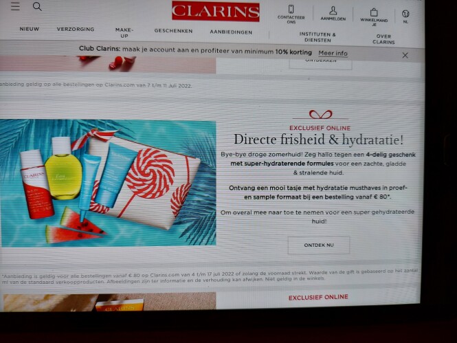 clarins.com ontvang een mooi tasje met hydrat...