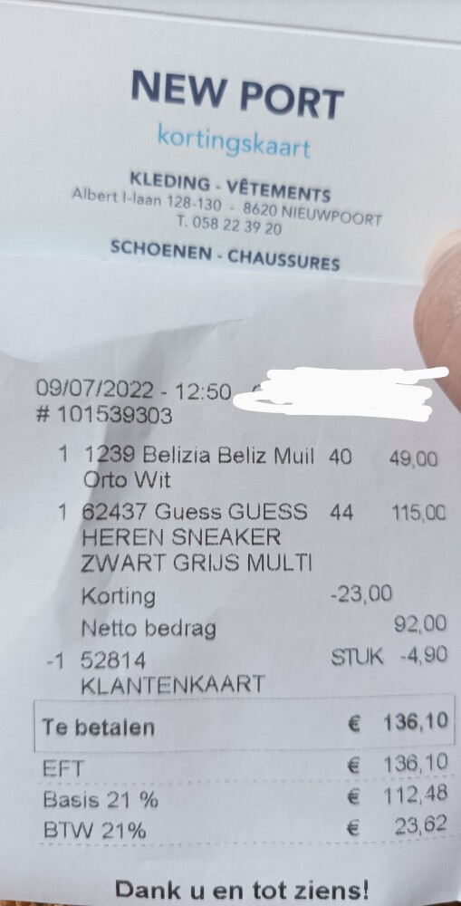 €23 korting gekregen bij schoenen New Port Ni...
