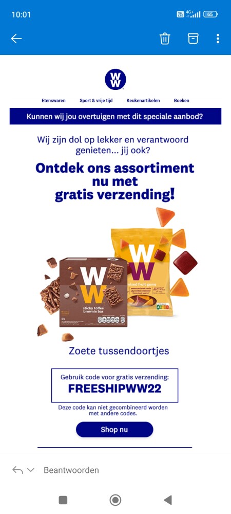 Gratis verzending bij de weight watchers webs...