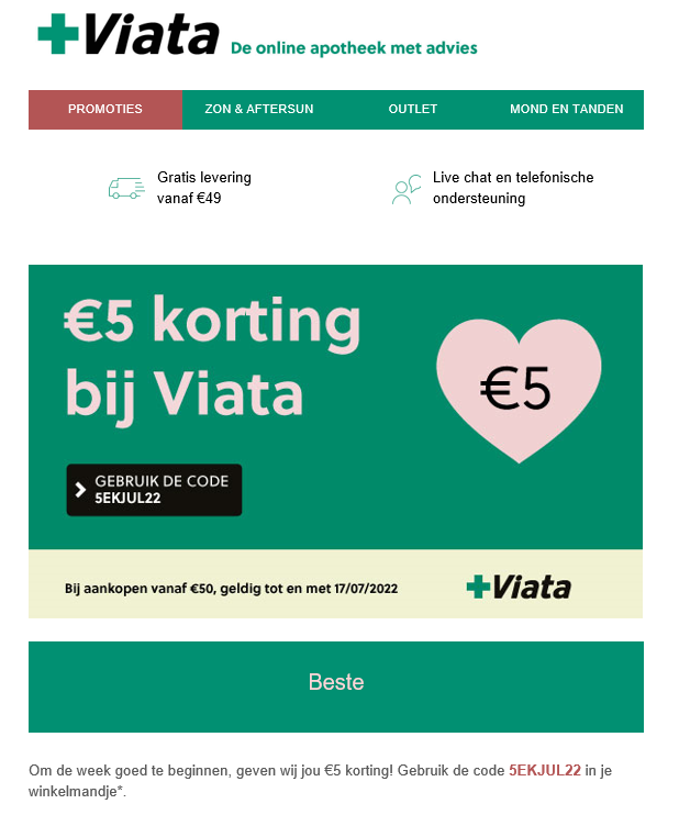 €5 korting bij aankoop vanaf €50