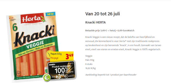 Cashback bij match en smatch Van 20 tot 26 ju...