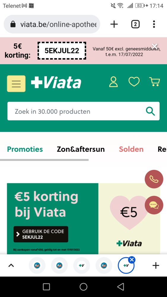 -5€ bij aankoop v 50€ muv geneesmiddelen