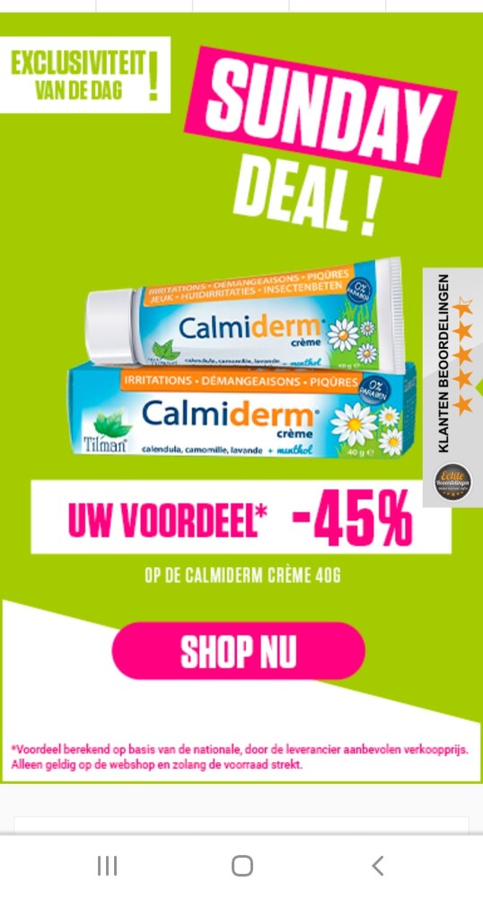 medi-market.be sunday deal -45% ol de calmide...