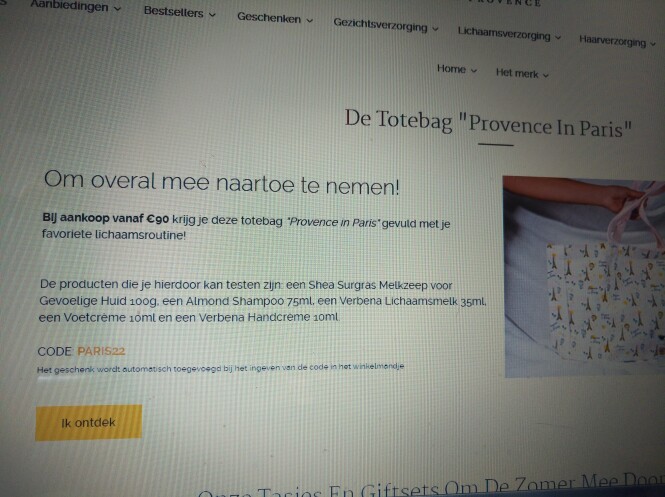 Bij aankoop v 90€ gratis totebag "Provence in...