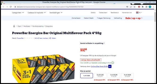 PowerBar Energize Bar Multiflavour Pack Onli...