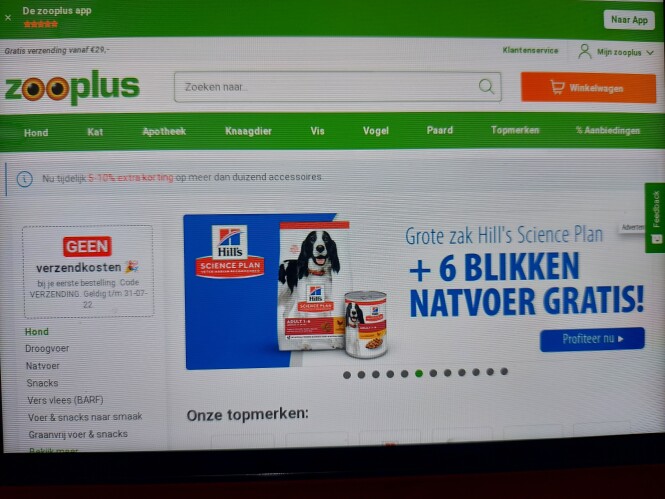 Zooplus.nl gratis 6 blikken natvoer bij aanko...