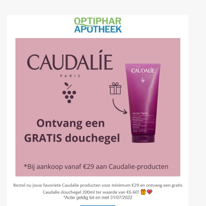 Bij Optiphar krijg je ontvang een gratis Caud...