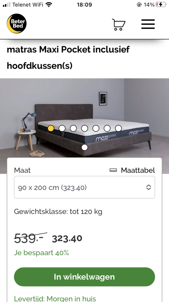 Matras voor de zoon gekocht. Langs geweest in...