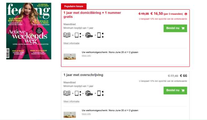 Neem een abonnement voor feeling voor €66/j i...