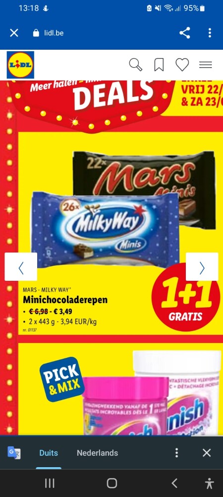 Weekenddeals lidl...pak kleine mars/ milky wa...