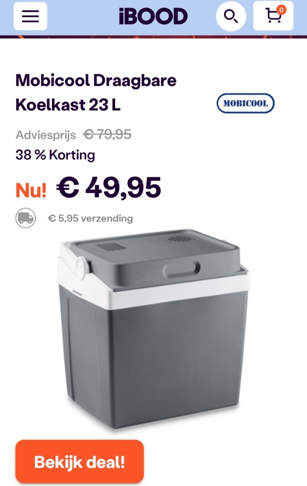 ibood.com enkel vandaag mobicool koelbox €49,...