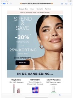 30% vanaf 100€ en 25% vanaf 60€ En gratis bez...