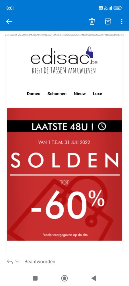 Solden bij edisac.be nu tot -60% op een selec...