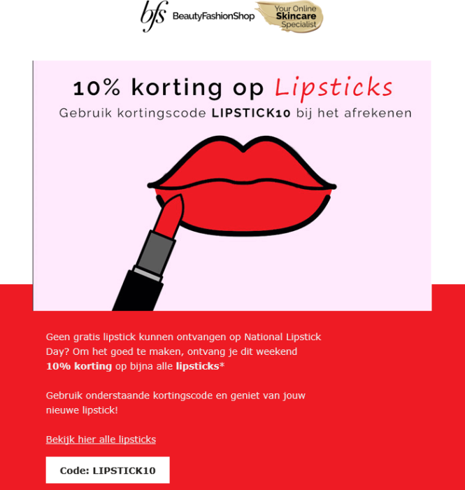 10% korting op alle lipsticks op https://www....