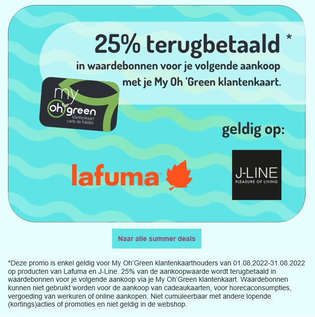25% terugbetaald in waardebonnen voor je volg...