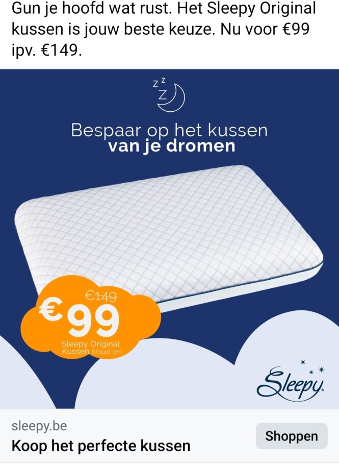 sleepy.be het sleepy original kussen nu voor...