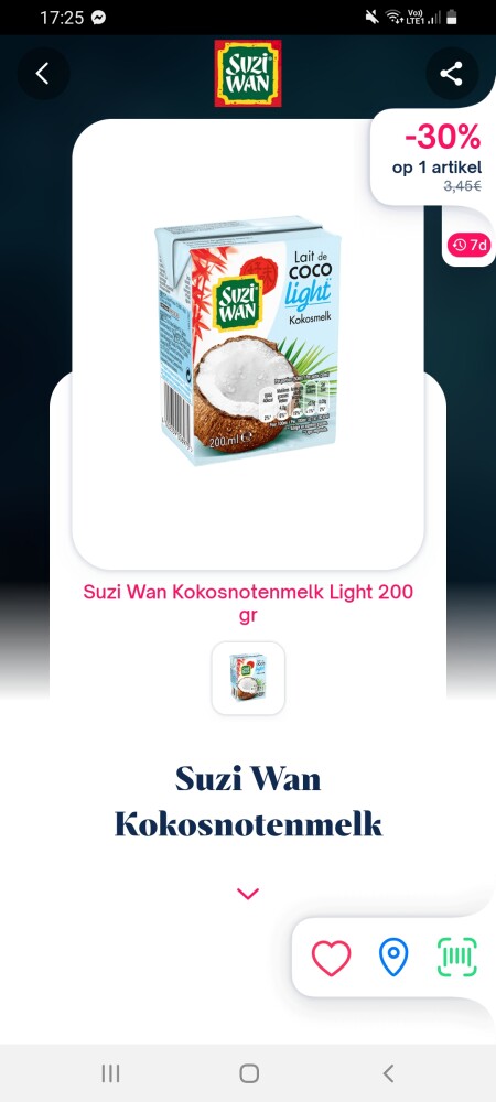Shopmium -30% terugbetaald van suzi wan kokos...