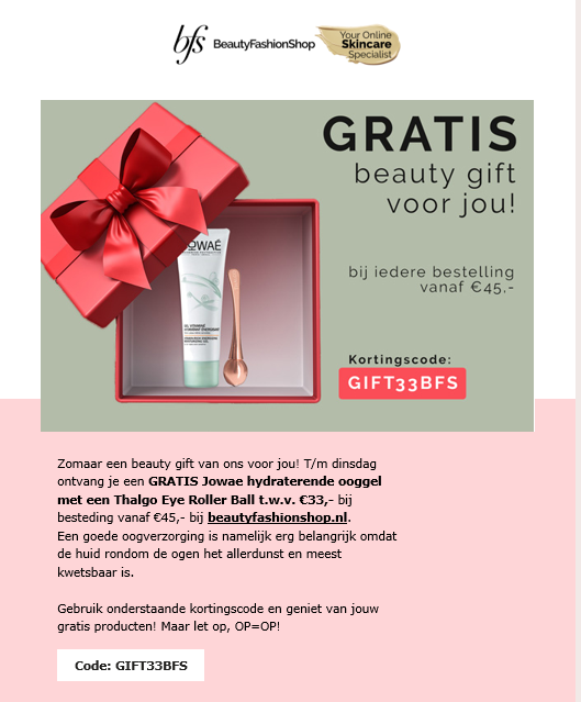 een GRATIS Jowae hydraterende ooggel met een...