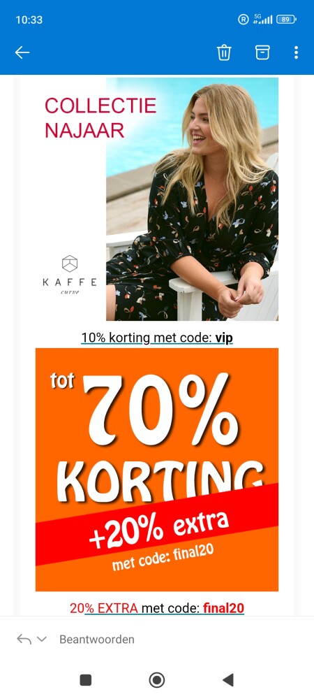 Korting tot -70% en met de code krijg je 20%...
