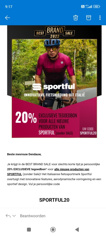 20% korting op de gehele collectie van SPORTF...